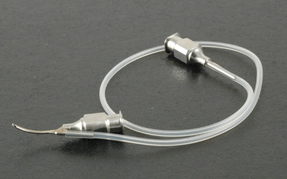 Simcoe Reverse Double-Barreled Irrigating-Aspirating Unit, Curved Shaft, 23ga Thin Wall, 0.3mm Top Port, Polished Finish, Uses Silicone Tubing, Excluding Hub Overall Length 15mm K7-4302,E4971 R,91-7060,1186E,K7-4302,91-7060,E4971 R